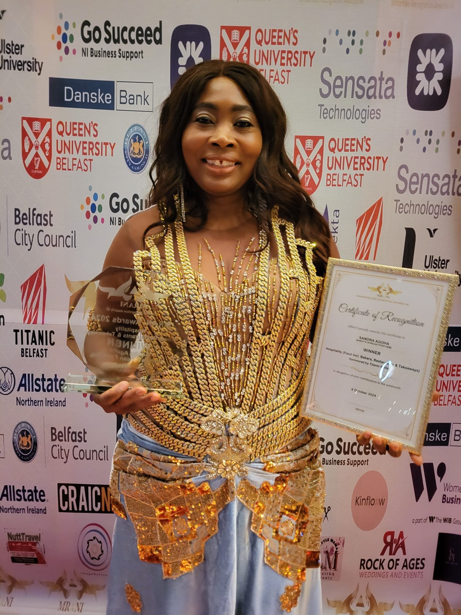 Sandy's African Food Hub celebrating its MRANI Hospitality Award